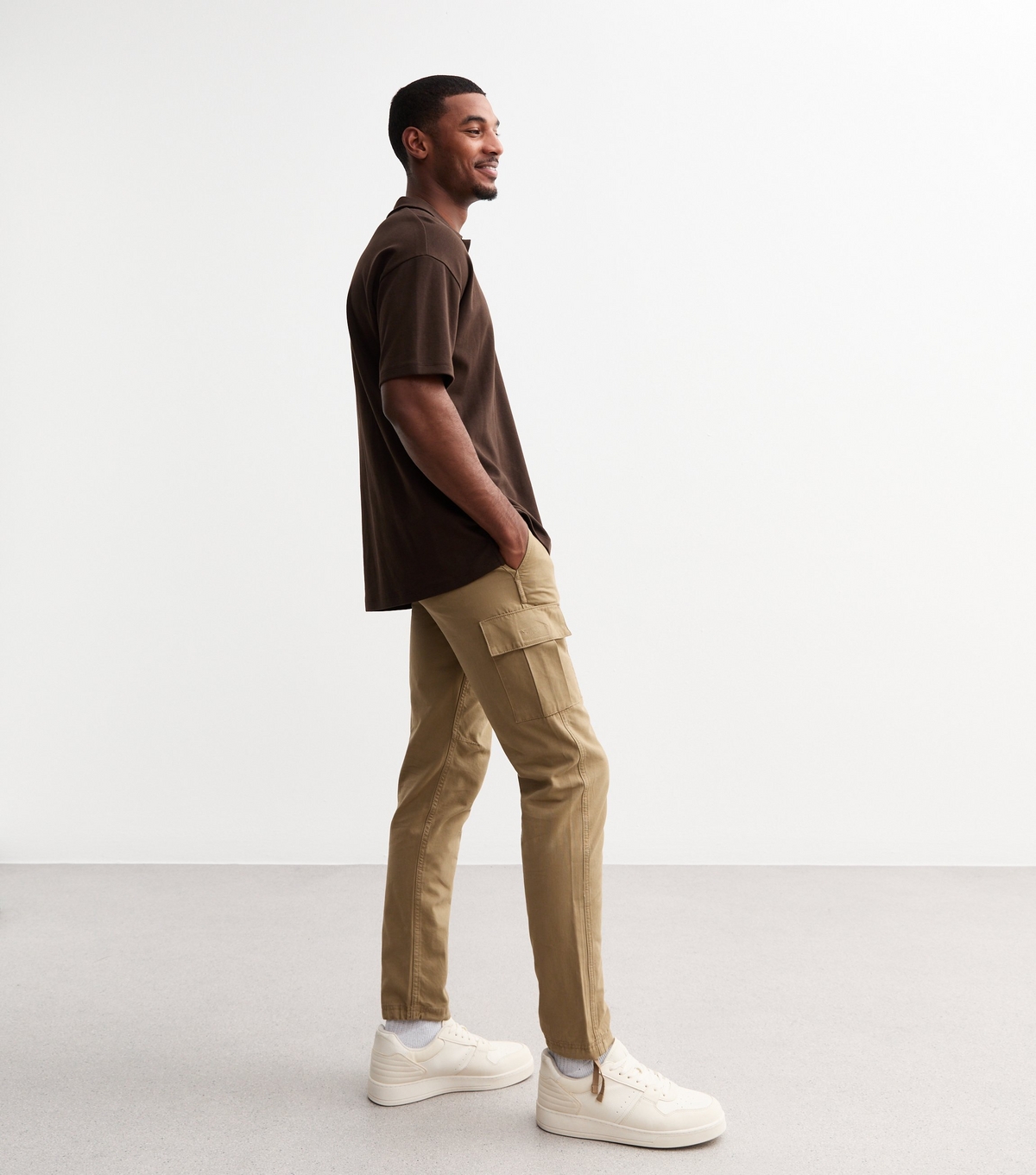 Men's Camel Regular Cotton Cargo Trousers Jack & Jones New Look