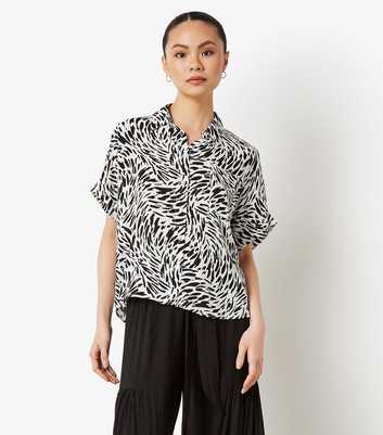 Apricot Black Zebra Print Roll Sleeve Shirt