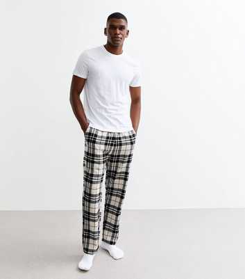 Jack & Jones Off White Regular Checked Pyjama Bottoms