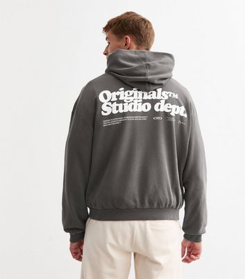 Mens washed grey hoodie best sale