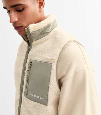 Jack & Jones Off White Regular Fleece Gilet