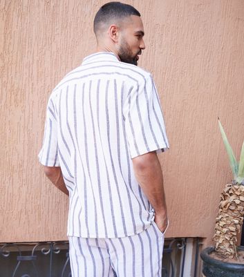 Men's Threadbare Off White Striped Shirt New Look