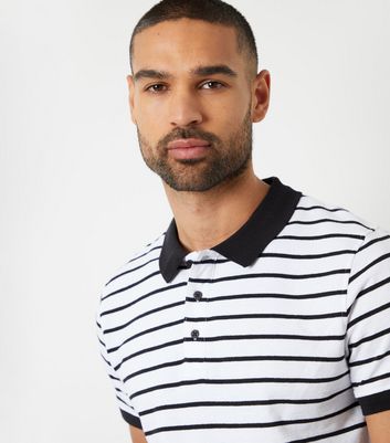 Men's Threadbare White Striped Polo Shirt New Look