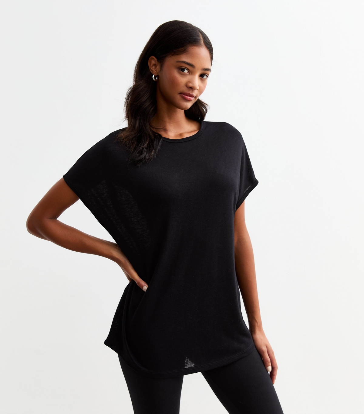 Women's Black Relaxed Crew Neck T-Shirt New Look