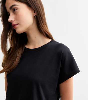 Black Lightweight Cotton Crew Neck T-Shirt 