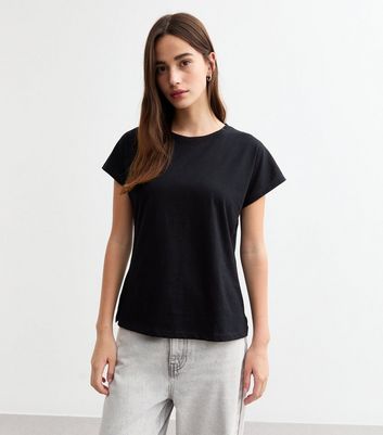 Black crew neck t shirt women's best sale