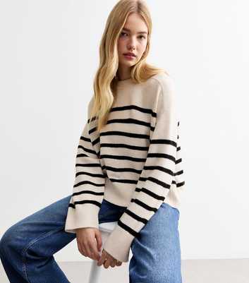 Off White Striped Knit Jumper 