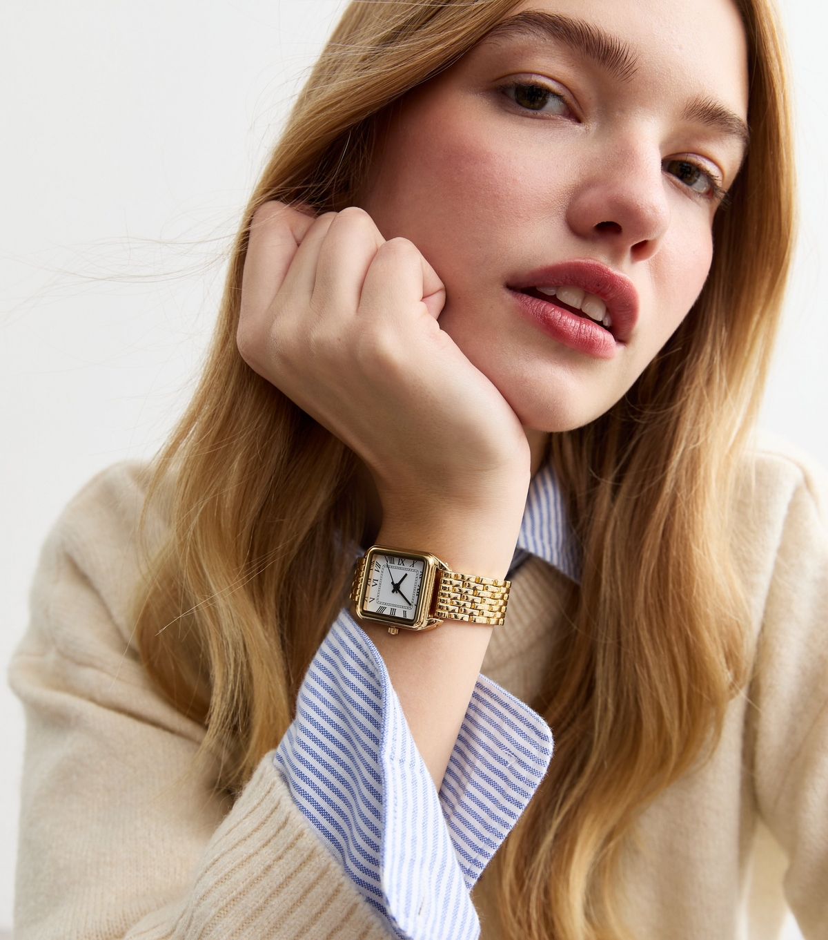 Gold Tone Square Watch New Look