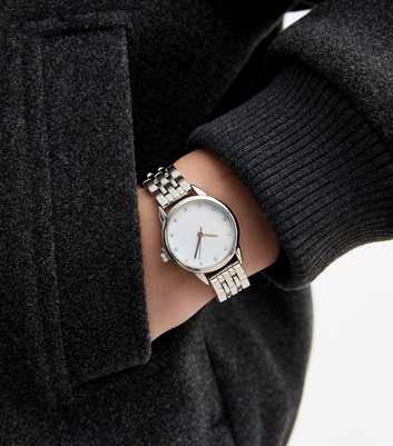 Silver Tone Crystal Watch