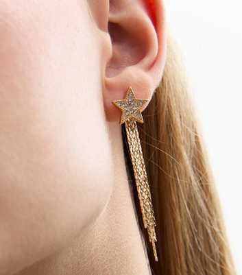 Gold Tone Shooting Star Diamanté Earrings