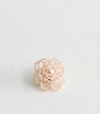 Cream Faux Pearl Floral Brooch 