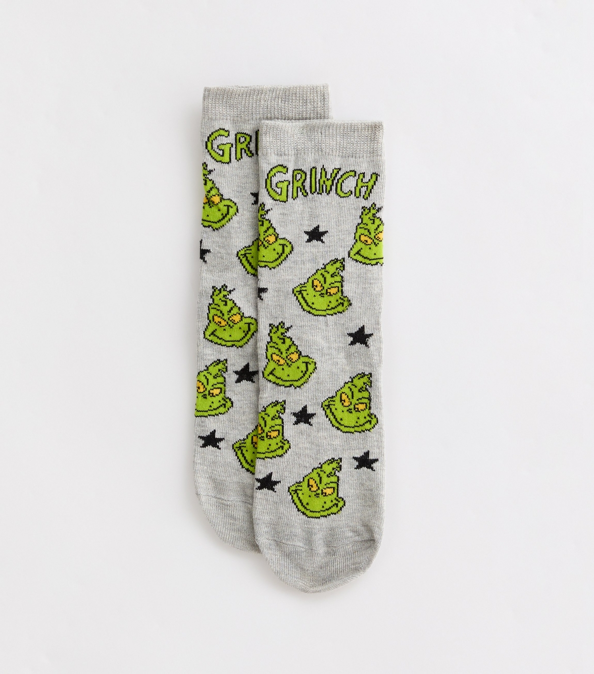 Grey Christmas Grinch Illustration Socks New Look