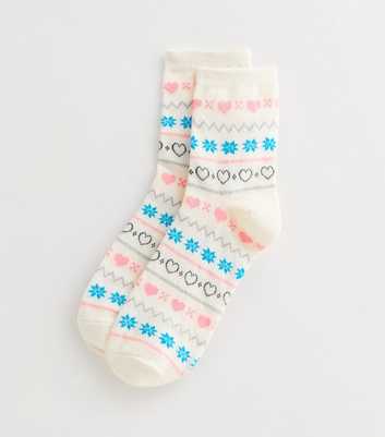 Off White Fair Isle Christmas Socks 