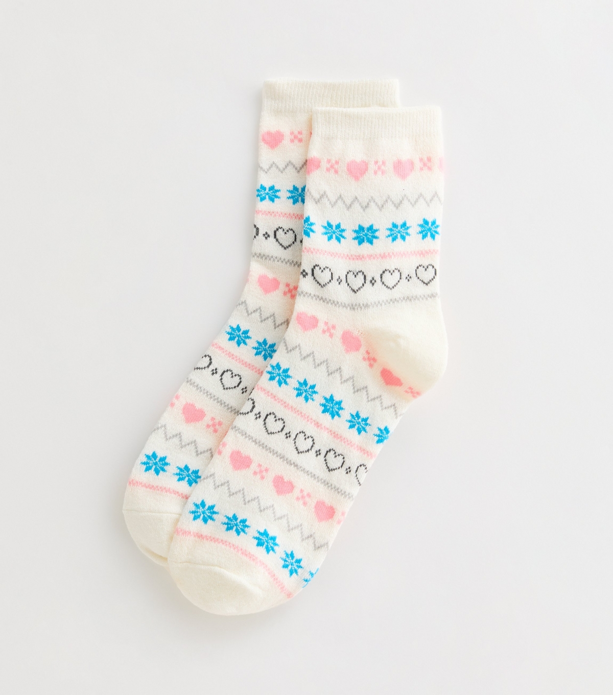 Off White Fair Isle Christmas Socks New Look