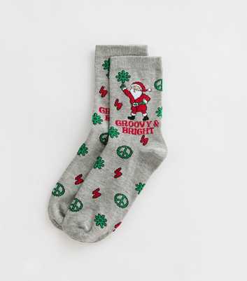 Grey Christmas Groovy And Bright Santa Socks