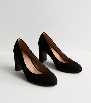 Wide Fit Black Faux Suede Court Shoes New Look