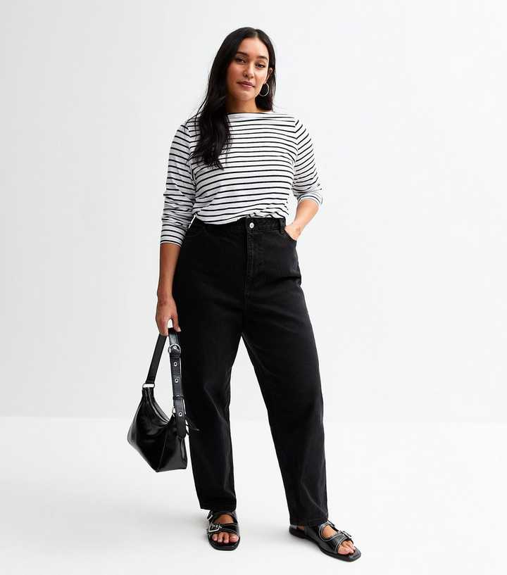 Curves Black High Waist Mom Jeans