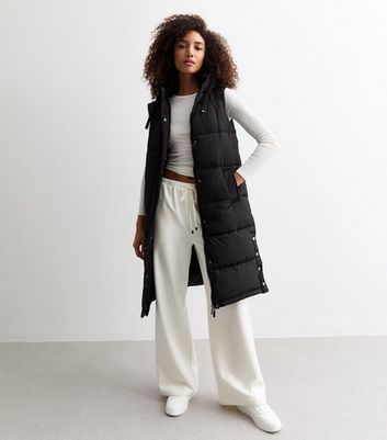 Gunner Woven Style Sleeveless Gilet with Hood, High Neck & Popper Fastening - Black, Camel