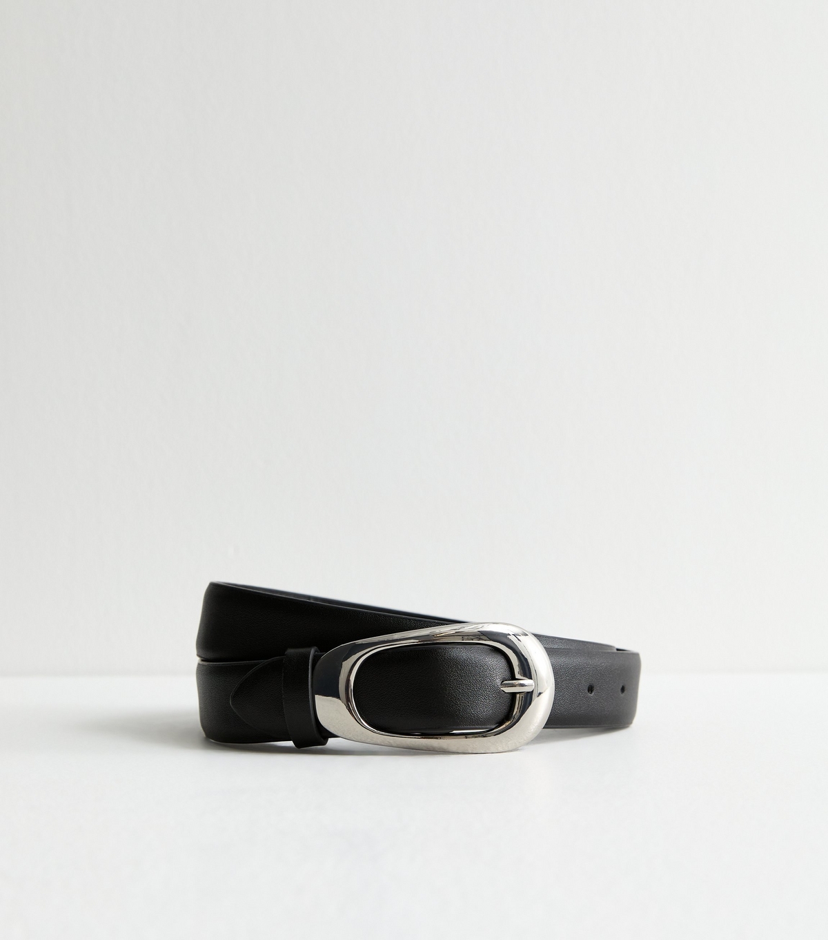 Black Faux Leather Buckle Belt New Look