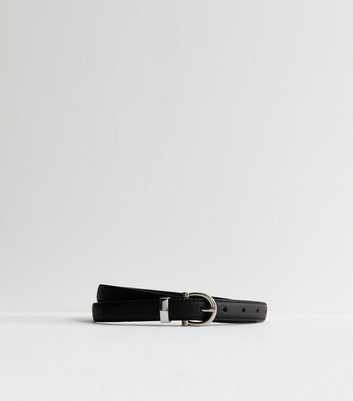 Black Skinny Faux Leather Belt