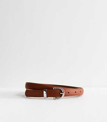 Tan Skinny Faux Leather Belt