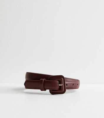 Burgundy Skinny Faux Leather Belt