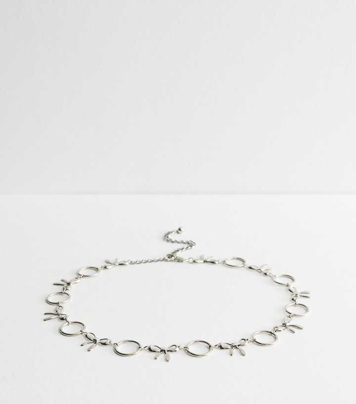 Silver Bow Link Chain Belt 