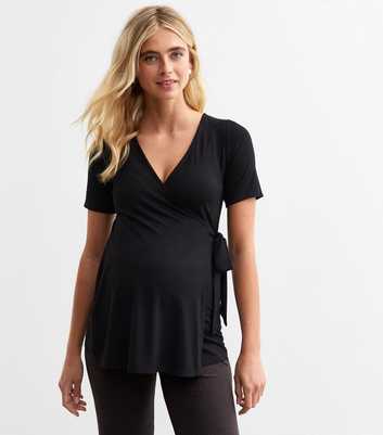 Maternity Black Wrap Nursing Top 