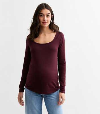 Maternity Burgundy Scooped Neck Top