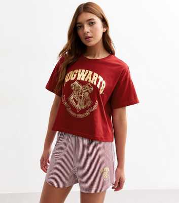 Girls Burgundy Harry Potter Hogwarts Print Pyjama Set