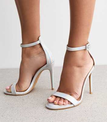 Silver Back Counter Stiletto Heel Sandals