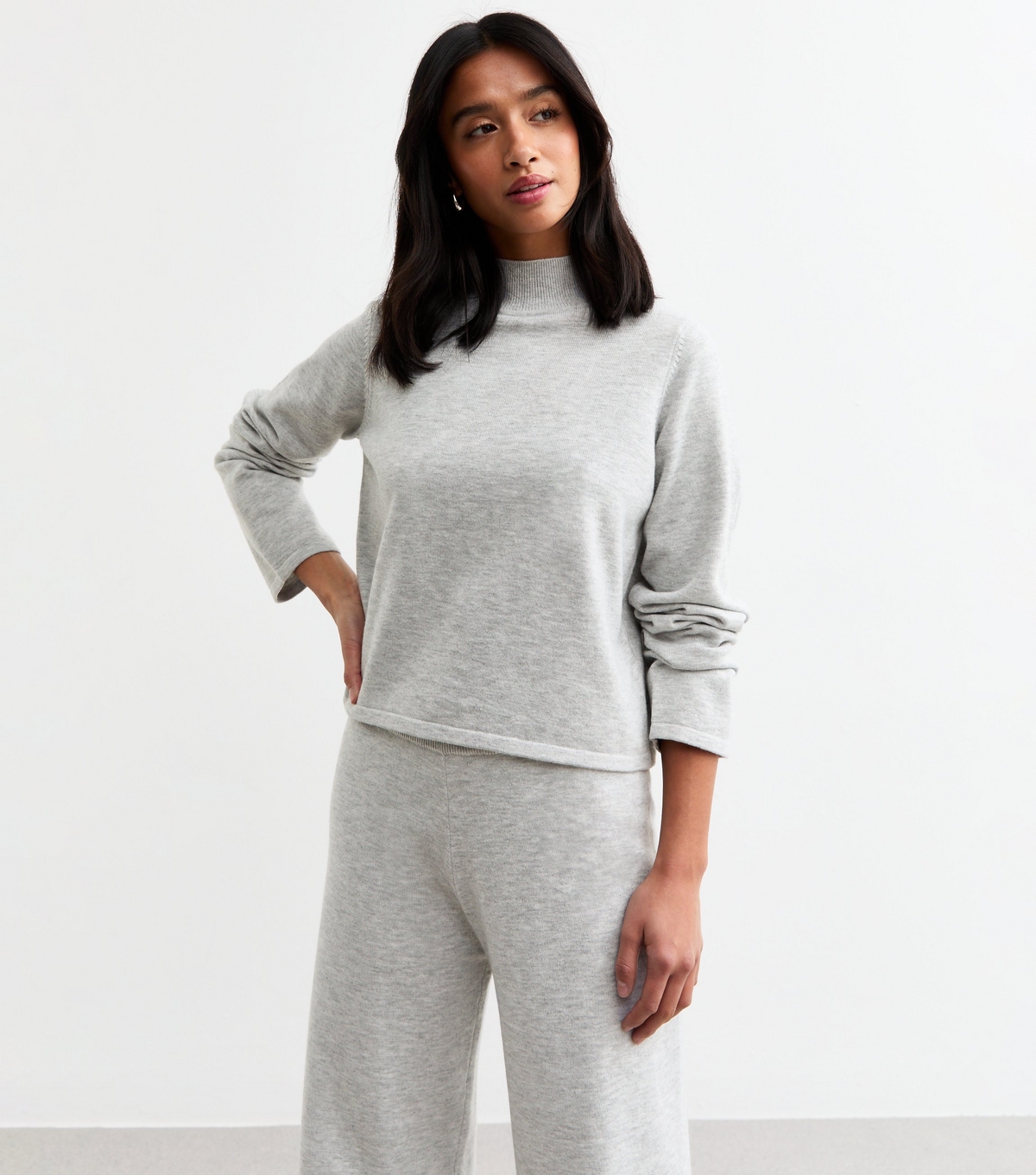 Women's Petite Grey High Neck Jumper New Look