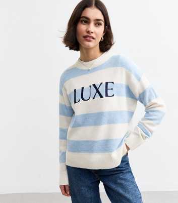 Blue Striped Luxe Embroidered Jumper