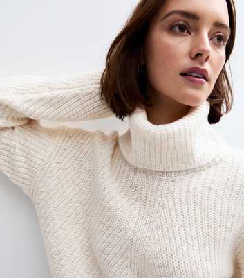 Off White Slouchy Roll Neck Jumper