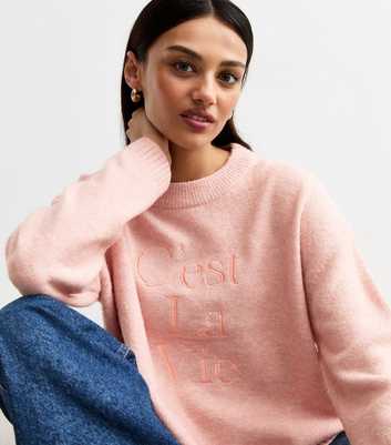 Pink C'est La Vie Embroidered Jumper