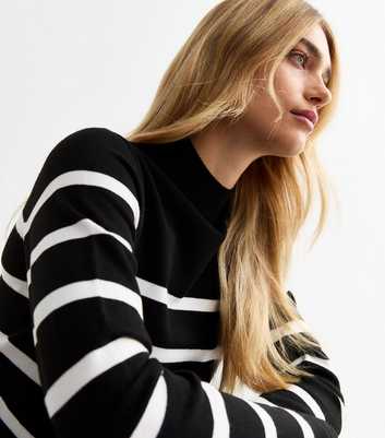 Black High Neck Striped Jumper 