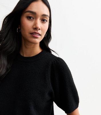 ニット/セーター SHRINK PUFF SLEEVE KNIT TOP BLACK Ameri（アメリ）の「SHRINK PUFF SLEEVE KNIT TOP（ニット/セーター