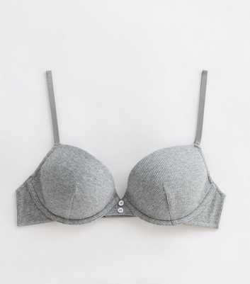 Girls Grey Ribbed Underwired T-Shirt Bra