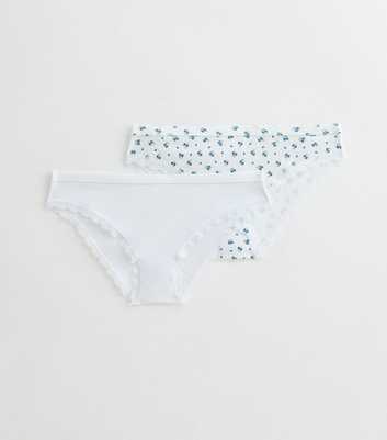 Girls Pack of 2 White and Floral Print Briefs