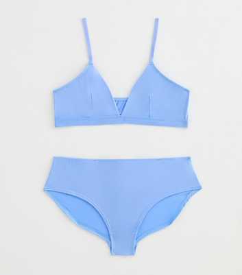 Girls Blue V-Neck Underwear Set