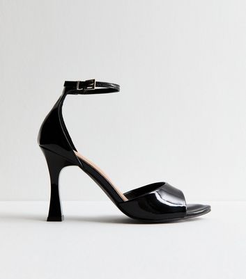 Black patent leather heels open toe deals