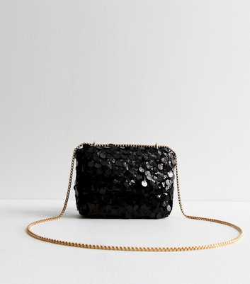 Black Sequinned Crossbody Bag