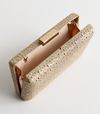 Gold studded clutch bag sale