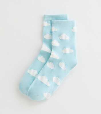 Blue Bouclé Cloud Socks