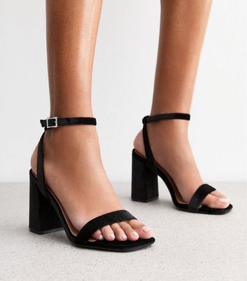 Asos Peep Toe Sandals New Look Wide Fit Black Velvet Diamantè