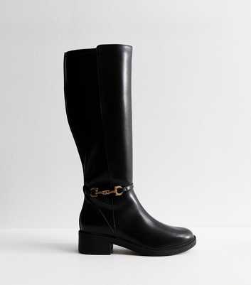 Extra Calf Fit Wide Fit Black Riding Knee High Boots