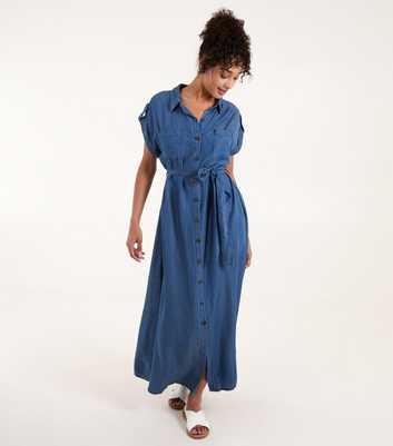 Blue Vanilla Bright Blue Midi Shirt Dress