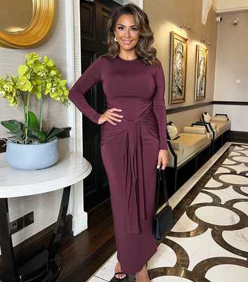 AX Paris Plum Long Sleeve Midi Dress