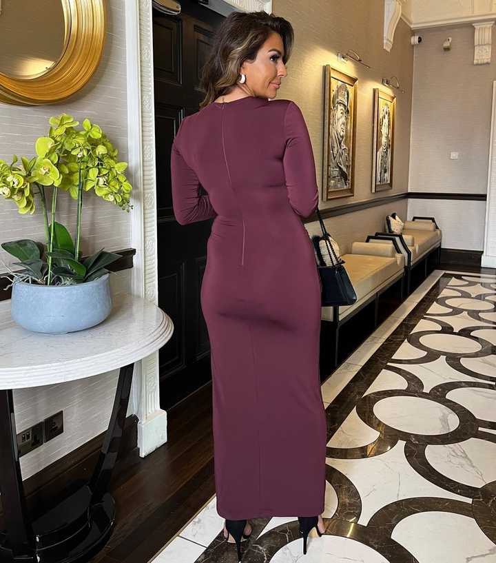 AX Paris Plum Long Sleeve Midi Dress | New Look