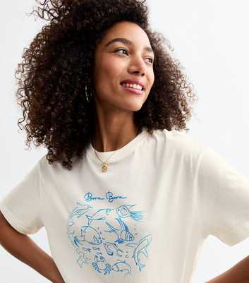 White Cotton Bora Bora Fish Oversized T-Shirt 